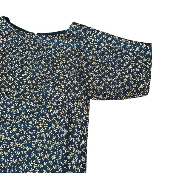 Cynthia Howie Floral Maxi Dress Sz 22 Tiered Sheath Emerald & Gold Short Sleeve - Picture 4 of 11